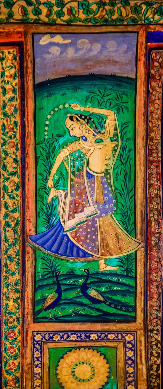 Chittra Sala gårdhave med virtuose fine malerier, Taragarh Fort, Bandi, Bandi, Rajasthan, Indien, Asien (Foto) af Unbekannter Künstler