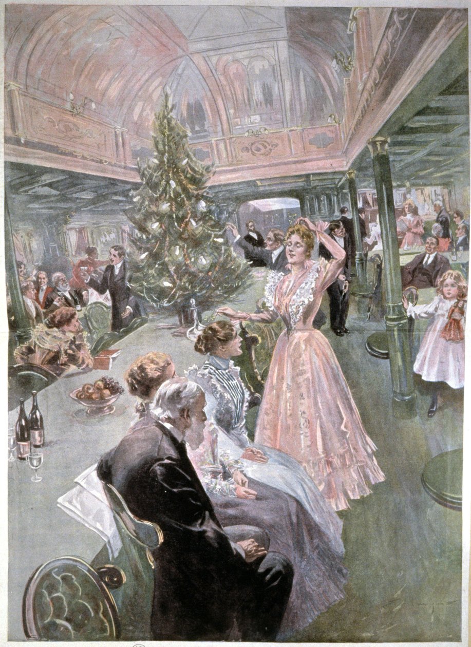 Juleaften på et krydstogtskib, ca. 1900 (illustration) af Unbekannter Künstler