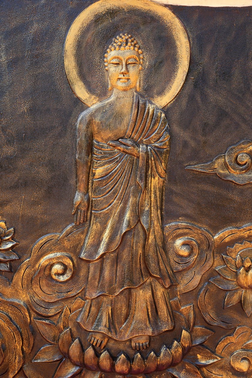 Chue Thien Long Go Buddhist Pagoda. Shakyamuni Buddha. Varada Mudra: Gaster of Charity. ikke ske Vietnam af Unbekannt