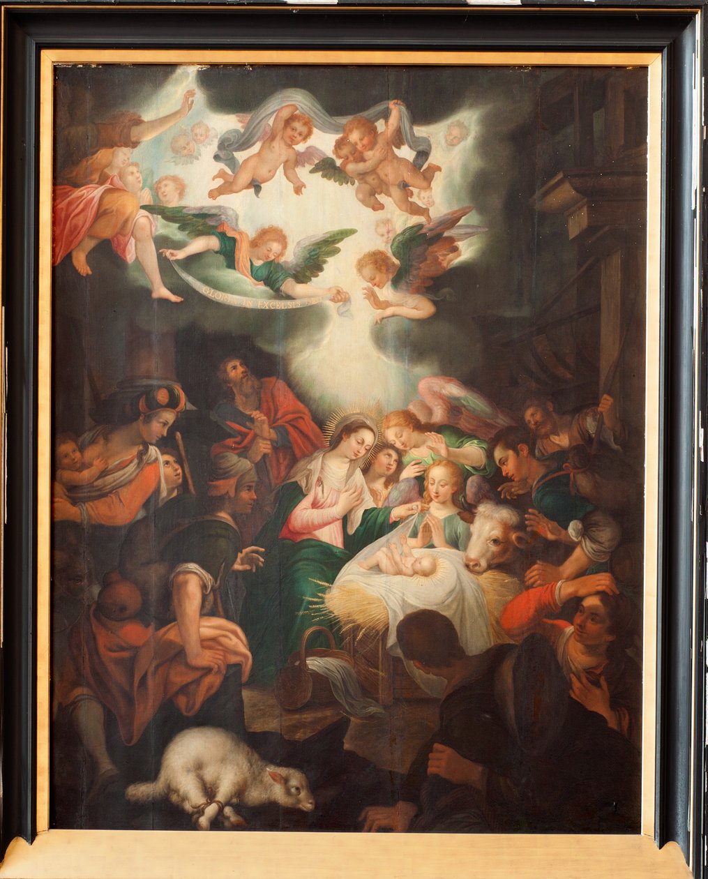 Kirke (Vor Frue af Tongre-basilikaen). Indre. Triptich. Fødslen. af Unbekannter Künstler