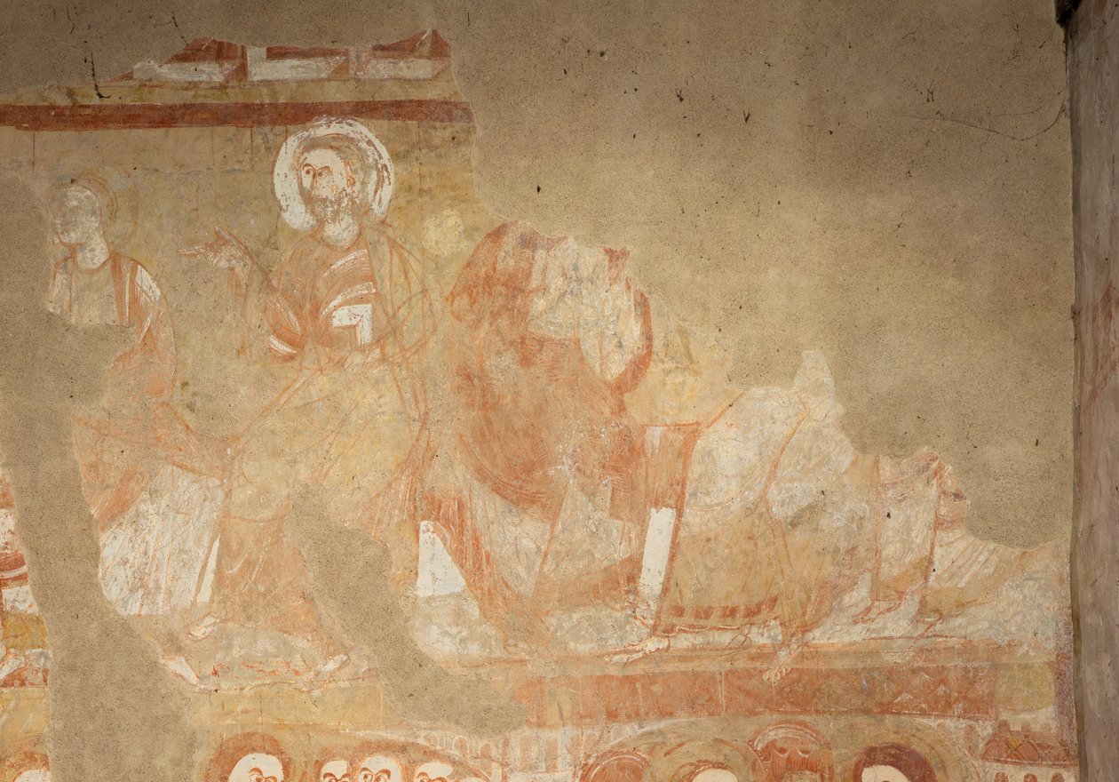 Kirke (Église Saint-Martin). Interiør. Vægmalerier (fresko). Skibets vestmur. Detalje. Apostle. 12. århundrede. af Unbekannt