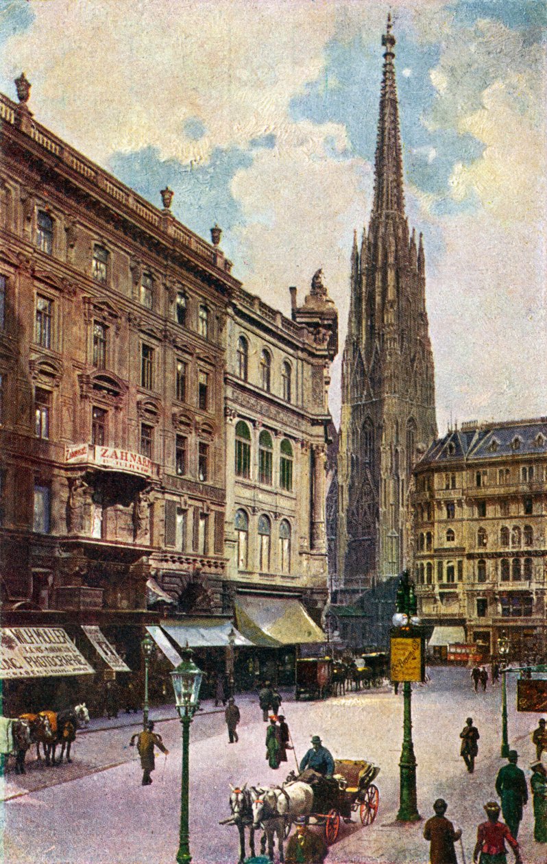 Stefanskirken i Wien, slutningen af det 19. århundrede/begyndelsen af det 20. århundrede (print) af Unbekannter Künstler