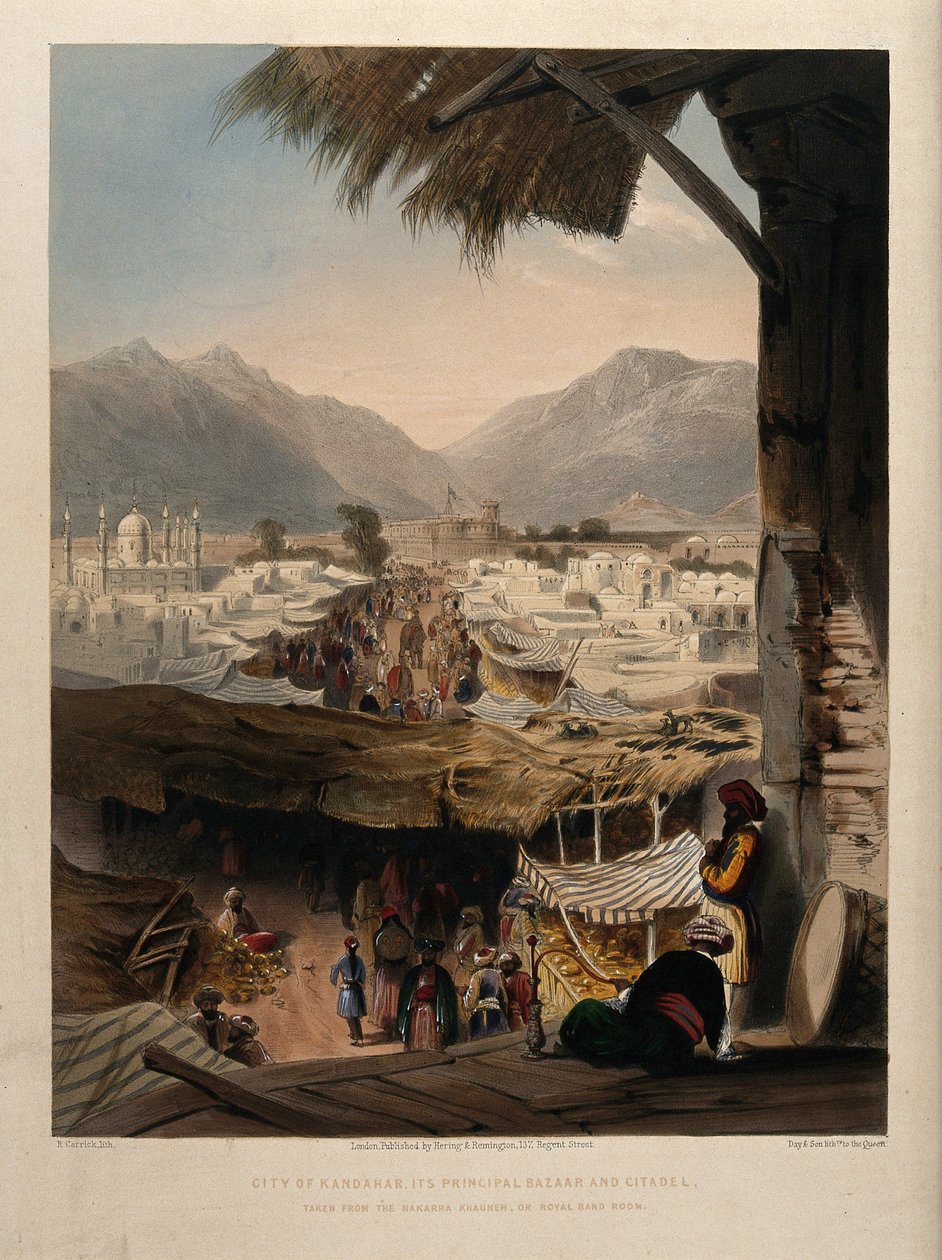 Byen Kandahar med hovedbasar og citadel, Afghanistan. af Unbekannter Künstler