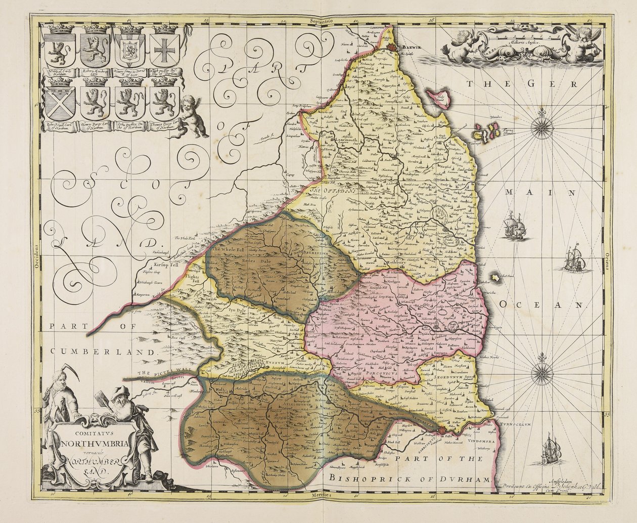 Comitatus Northumbria vernacule Northumberland af Unbekannter Künstler