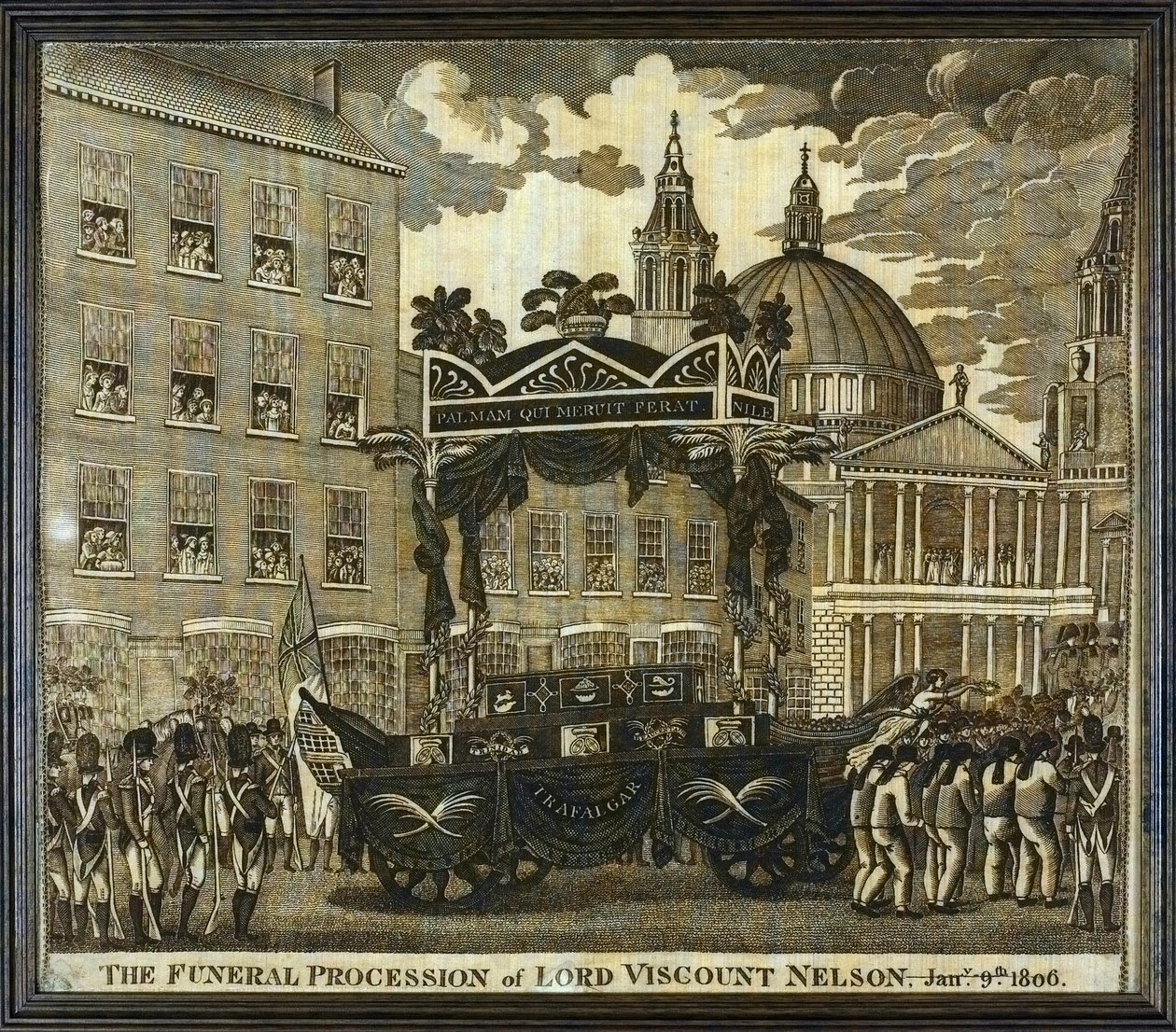 Mindelommetørklæde med påskriften "Lord Viscount Horatio Nelsons (1758-1805) begravelsesoptog, 9. januar". af Unbekannter Künstler