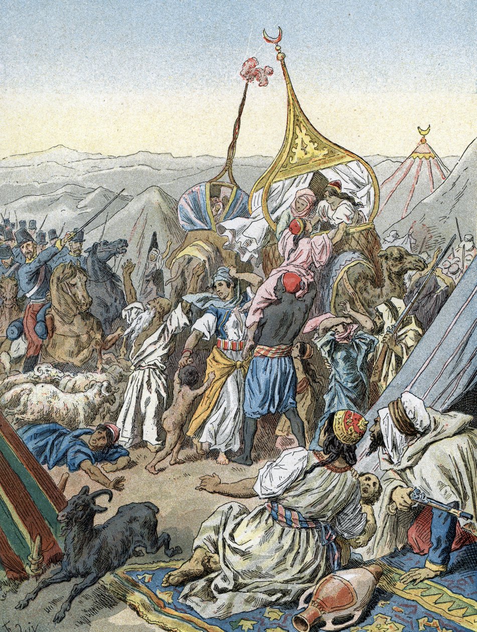 Frankrigs erobring af Algeriet: Tilfangetagelse af Smalah af Abd-el-Kader ved Taguin af hertugen af Aumale (1843) af Unbekannter Künstler