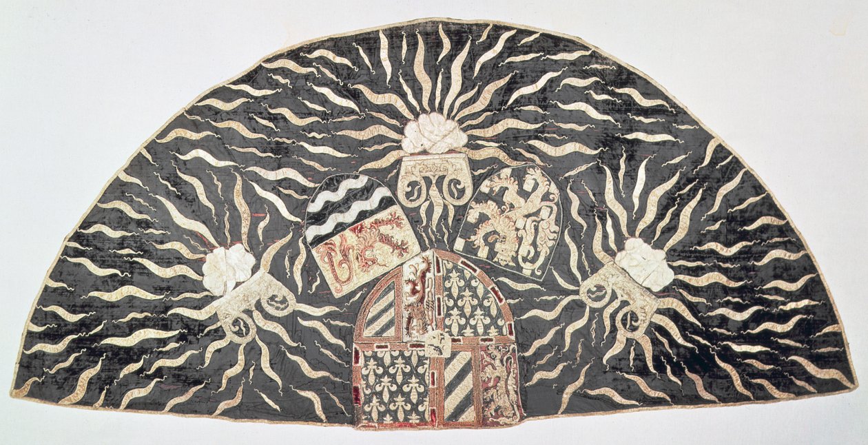 Kop af sort fløjl med påført broderi, der bærer våben fra hertugen af Bourgogne, det sydlige Holland, ca. 1476 af Unbekannt
