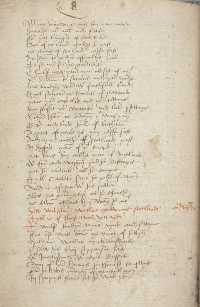 Kopi af Chronicle Andrew af Wyntoun, Fol 319 verso, detalje, ca. 1550 (blæk på papir) af Unbekannt