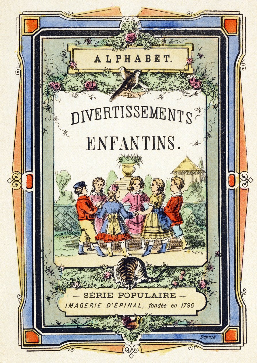 Cover - kreds af børn i en have - Alfabet - børneunderholdning - Billedepinal, populær serie ca. 1890 (illustration) af Unbekannt