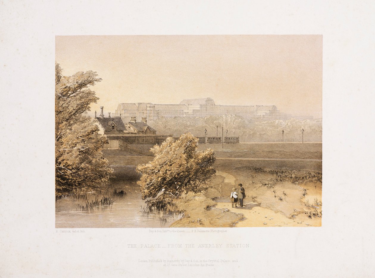 Crystal Palace, Post-Great Exhibition The Crystal Palace fra Anerley Station, ca 1855 af Unbekannt