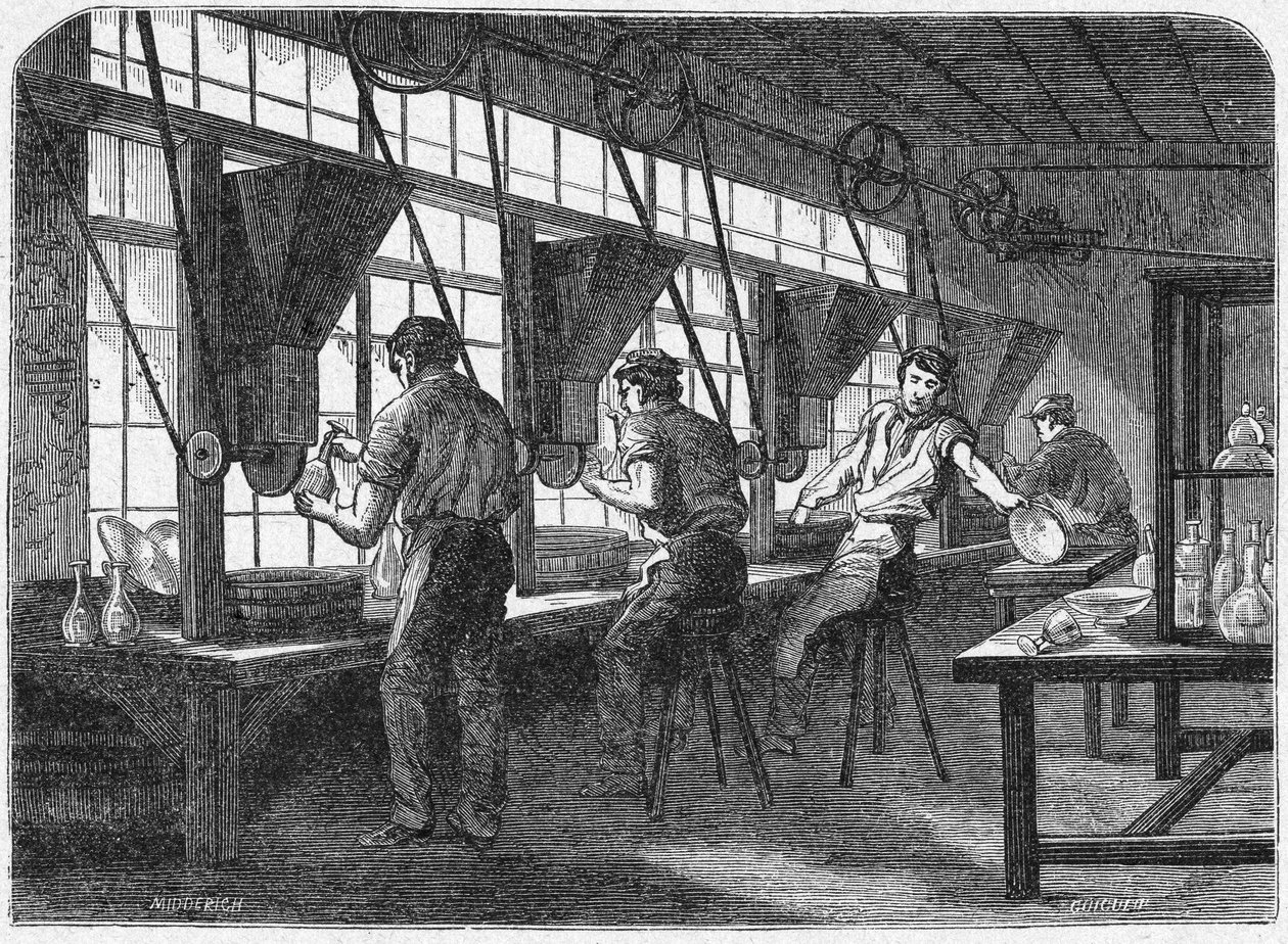 Skæring af krystal, ca. 1880 (gravering) af Unbekannter Künstler