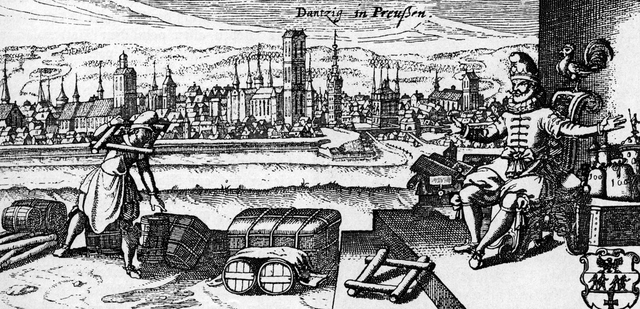Danzig / Gdansk - udsigt over byen, ca. 1700 (kobberstik) af Unbekannter Künstler