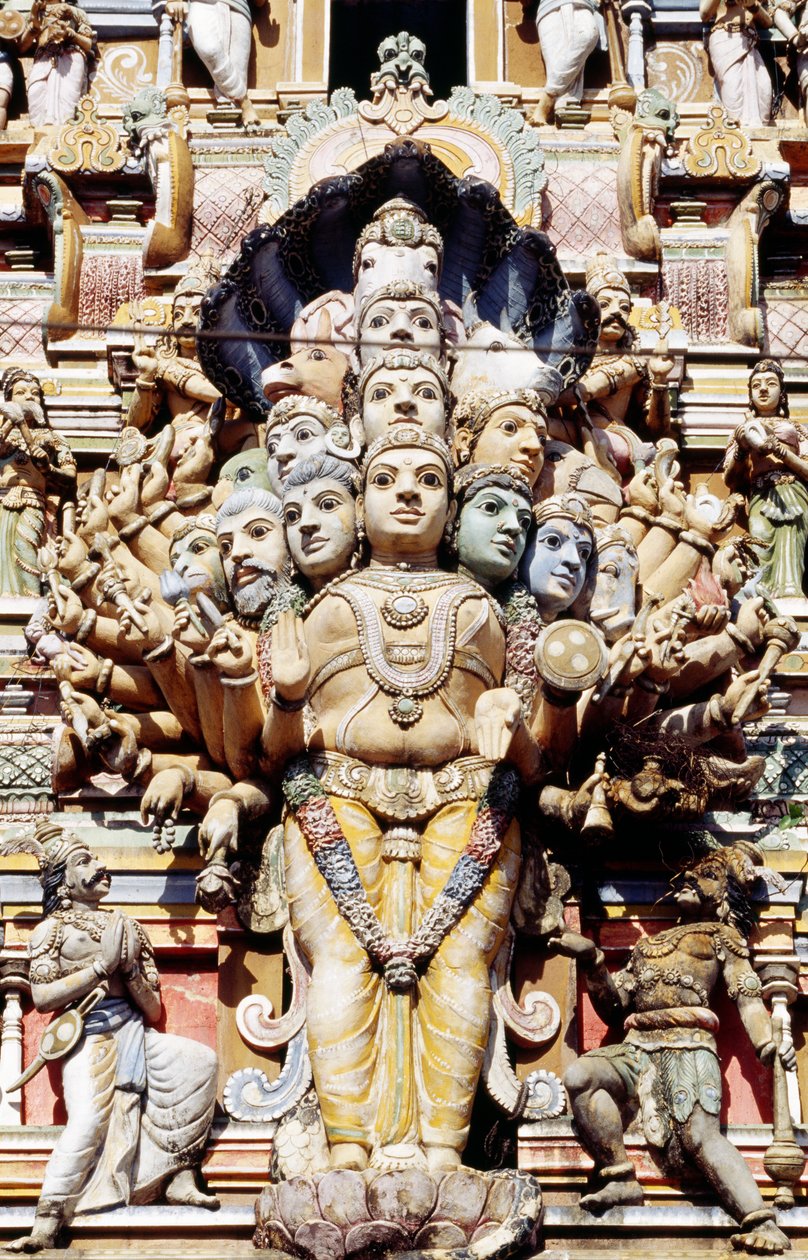 Dekorative detaljer af hinduistisk tempel, Colombo, Sri Lanka af Benjamin Baud