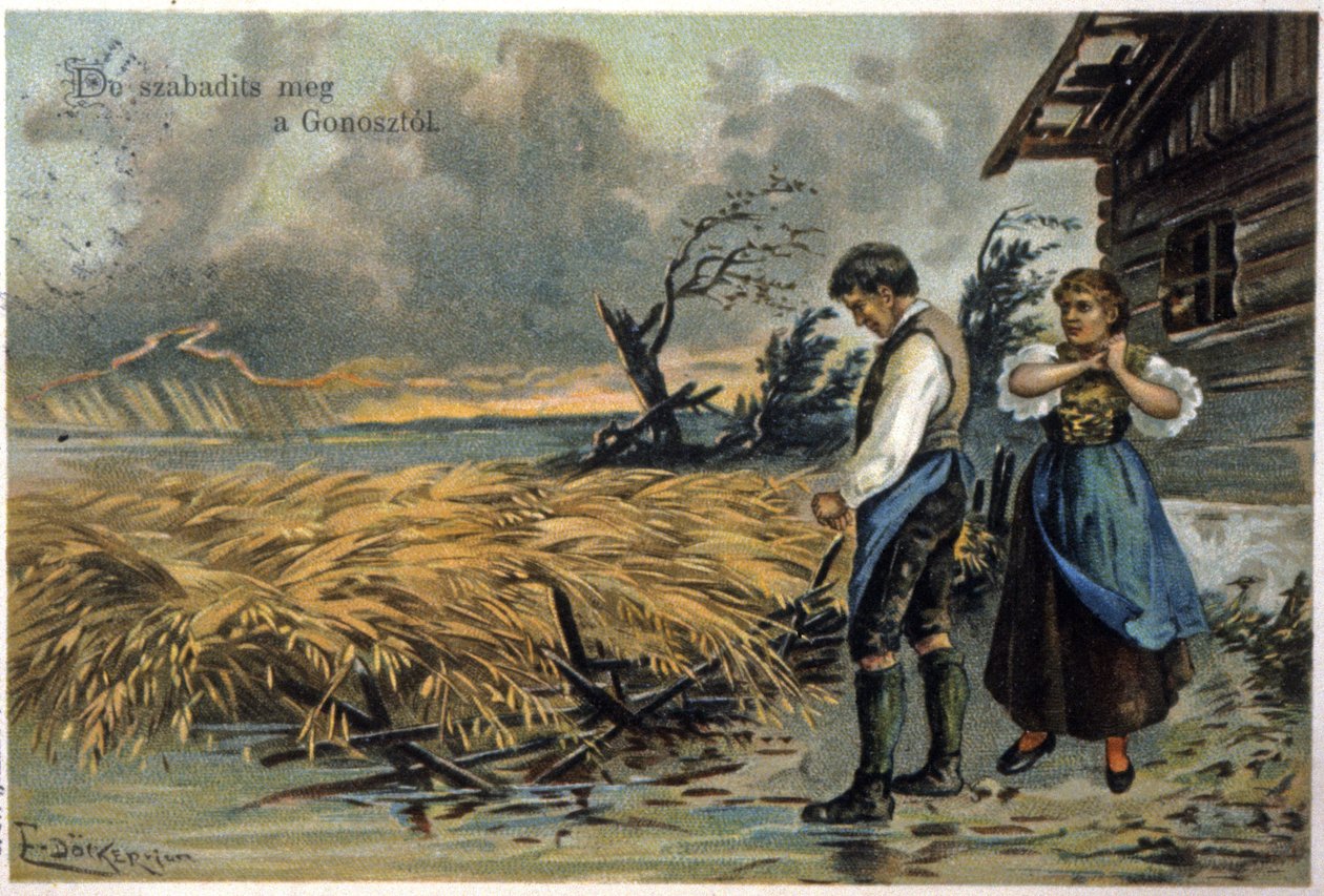 Fri os fra det onde. Bønder efter stormen. ca. 1900 (illustration) af Unbekannter Künstler