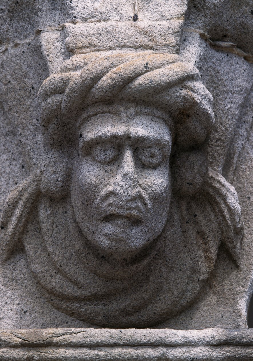Detalje af en frise på en historisk bygning på Republic Square (Praca da Republica) i Viana Do Castelo. Portugal af Benjamin Baud