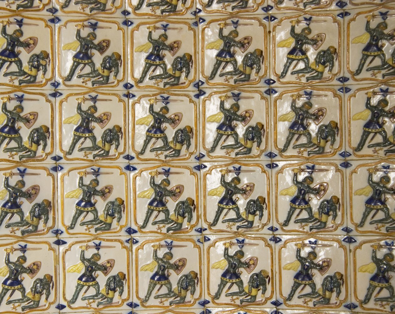 Detail of a tiled walldani af Unbekannt