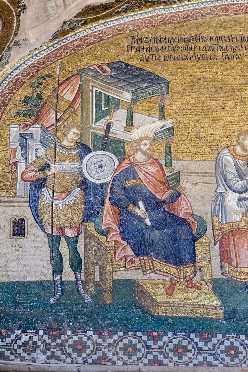 Detalje af guvernør Quirinius i scenen for indskrivningen til beskatning, Chora kirke, Istanbul, Tyrkiet af Unbekannter Künstler