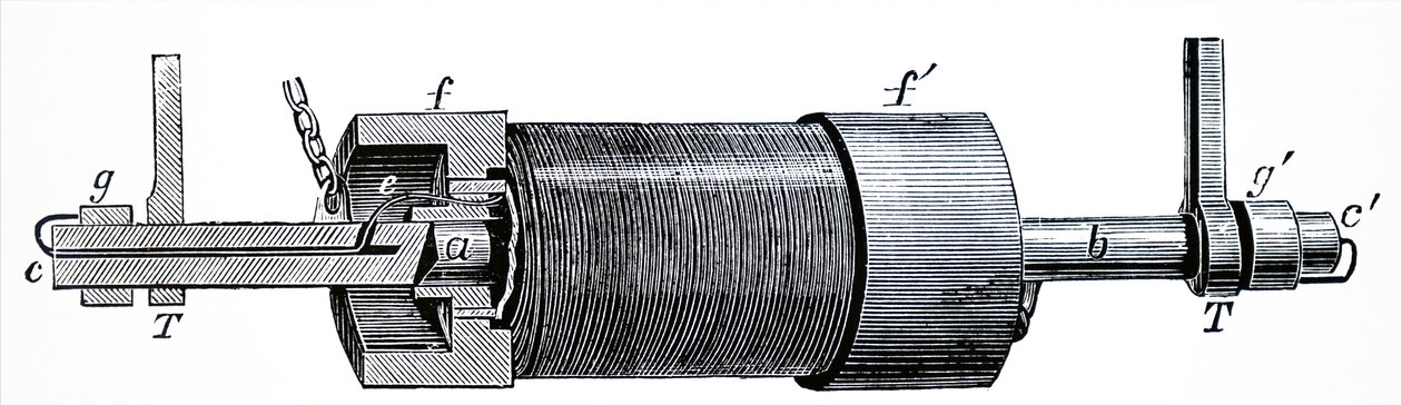 Diagram, der viser en elektromagnet. af Unbekannt