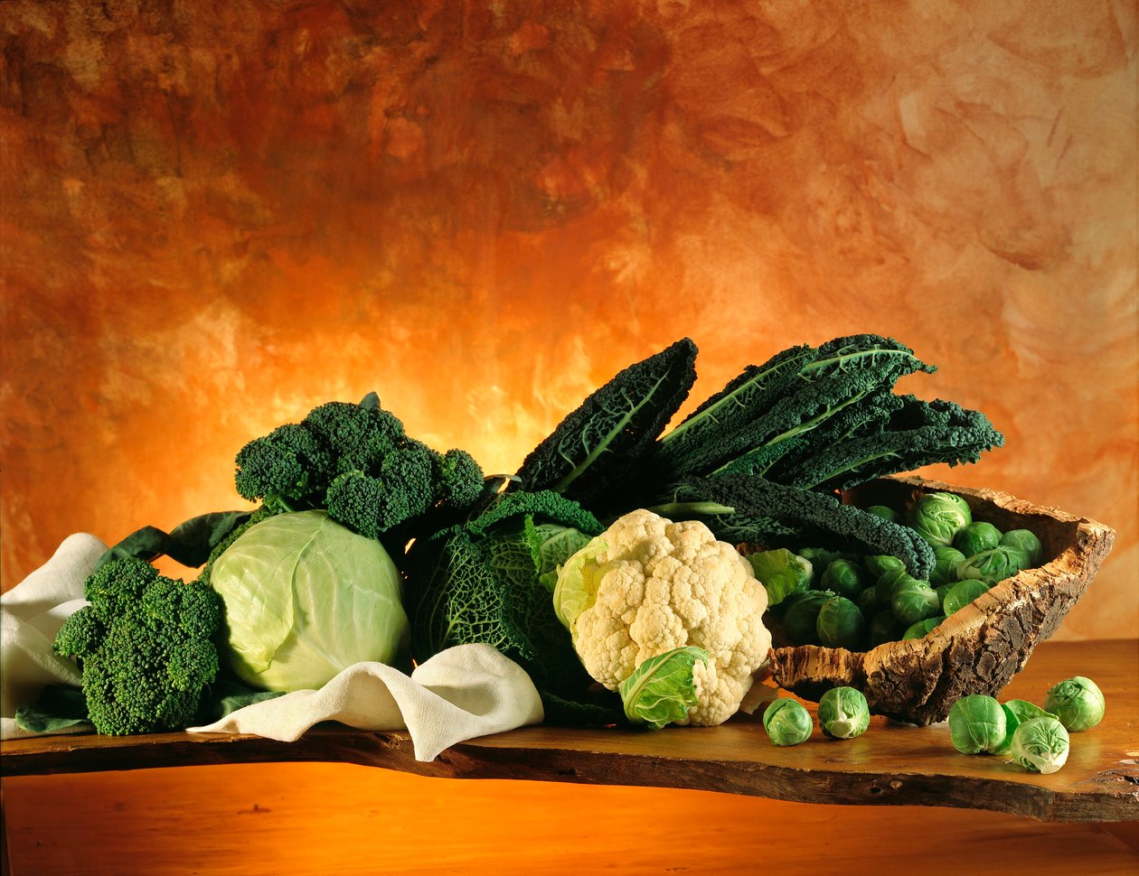 Kost: stilleben med kål (broccoli, blomsterkål, rosenkål). af William M. Timlin