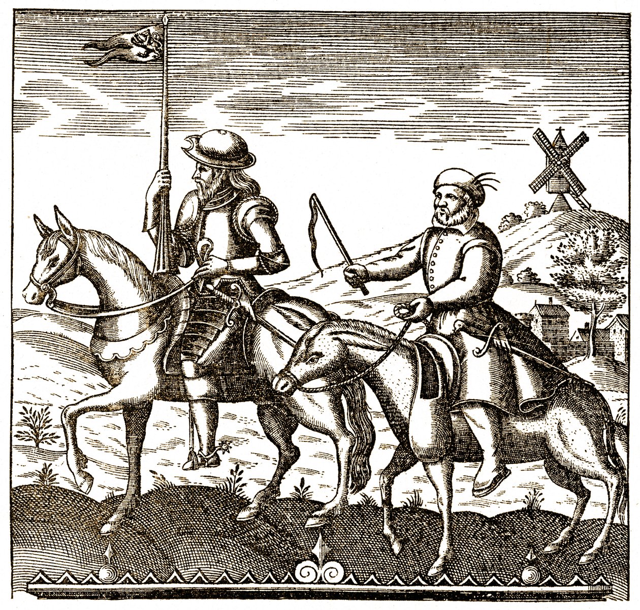 Don Quijote og Sancho Panza af Unbekannter Künstler