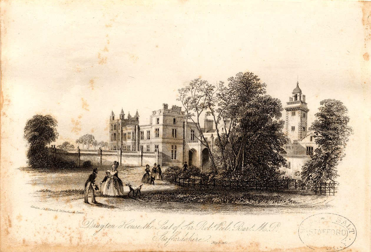 Drayton Bassett - "Drayton Manor": line engravingdani af Unbekannt