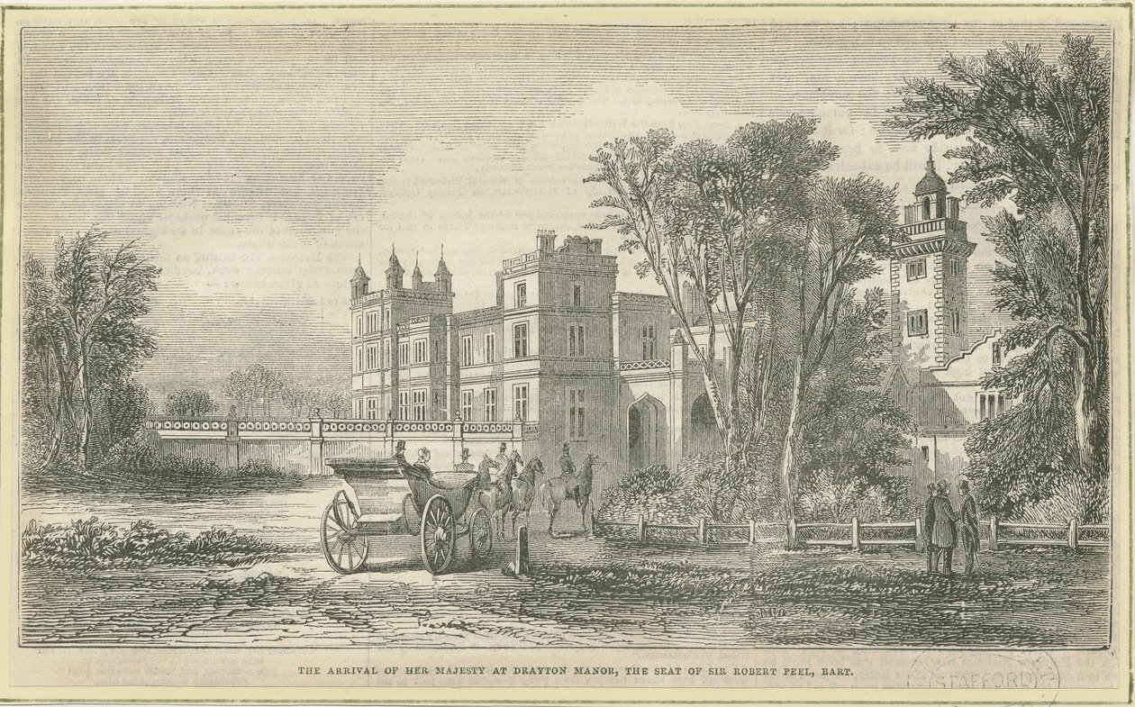Drayton Bassett - "Drayton Manor": træsnitsgravering og [?1800-tallet] af Unbekannt