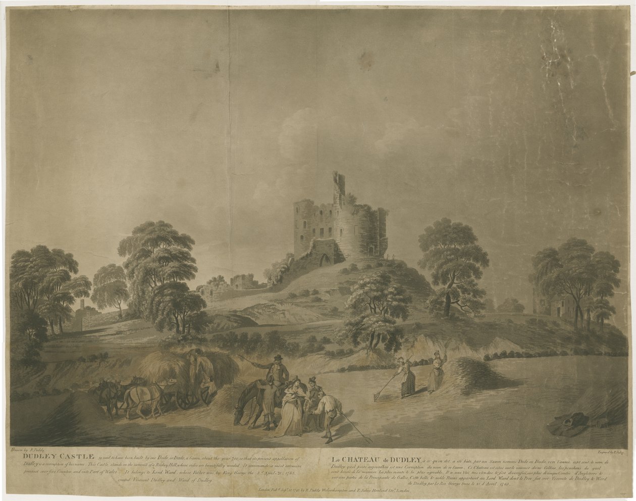 Dudley Castle: - The Keep: akvatint med indgraveret beskrivelse, nd [c 1793] af Unbekannt