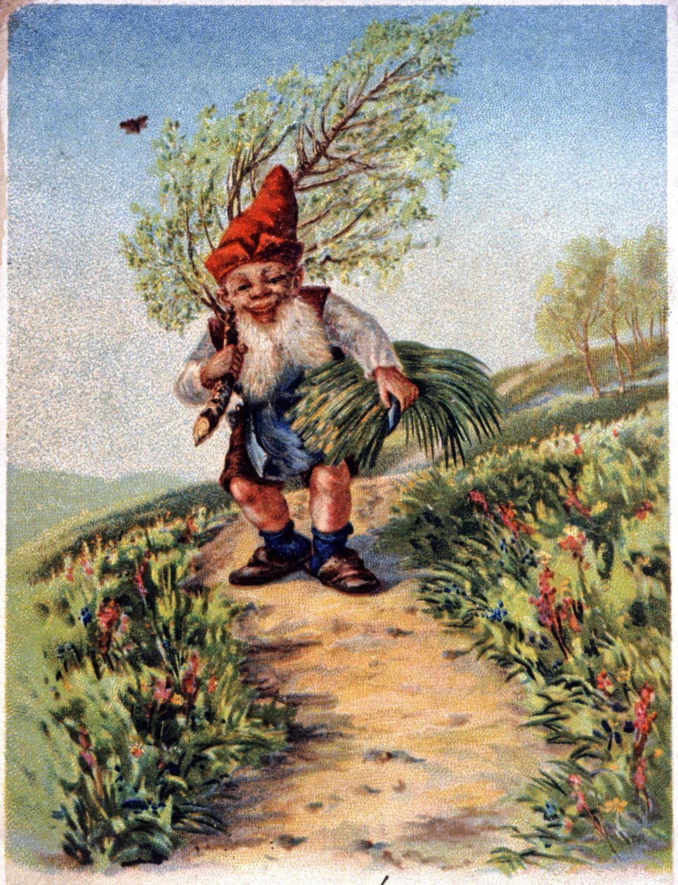 Dværg vender tilbage fra plukning, ca. 1900 (postkort) af Unbekannter Künstler