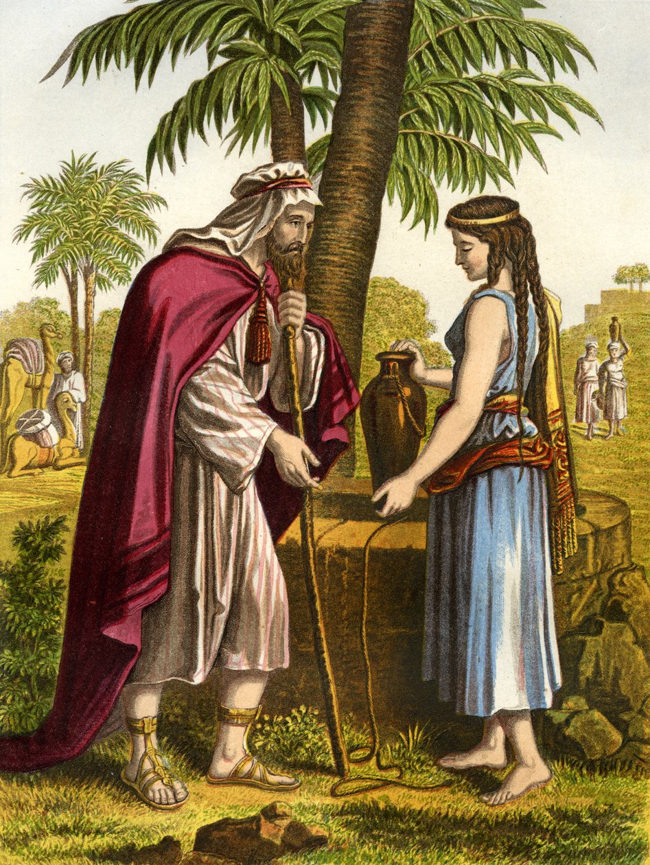 Eliezer og Rebekka / Rebecca, - Bibelen af Unbekannter Künstler