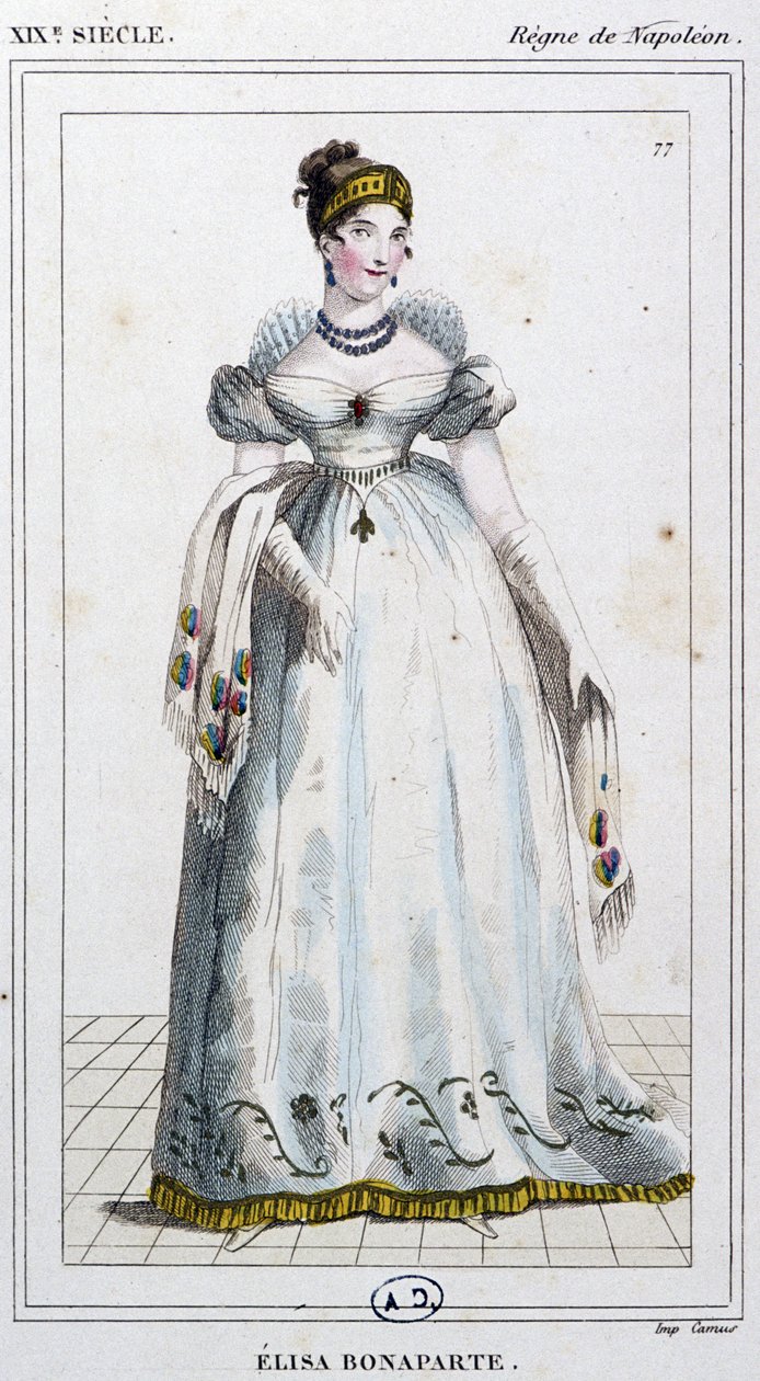 Elisa Bonaparte Baciocchi, ca. 1810 (kobberstik) af Unbekannter Künstler