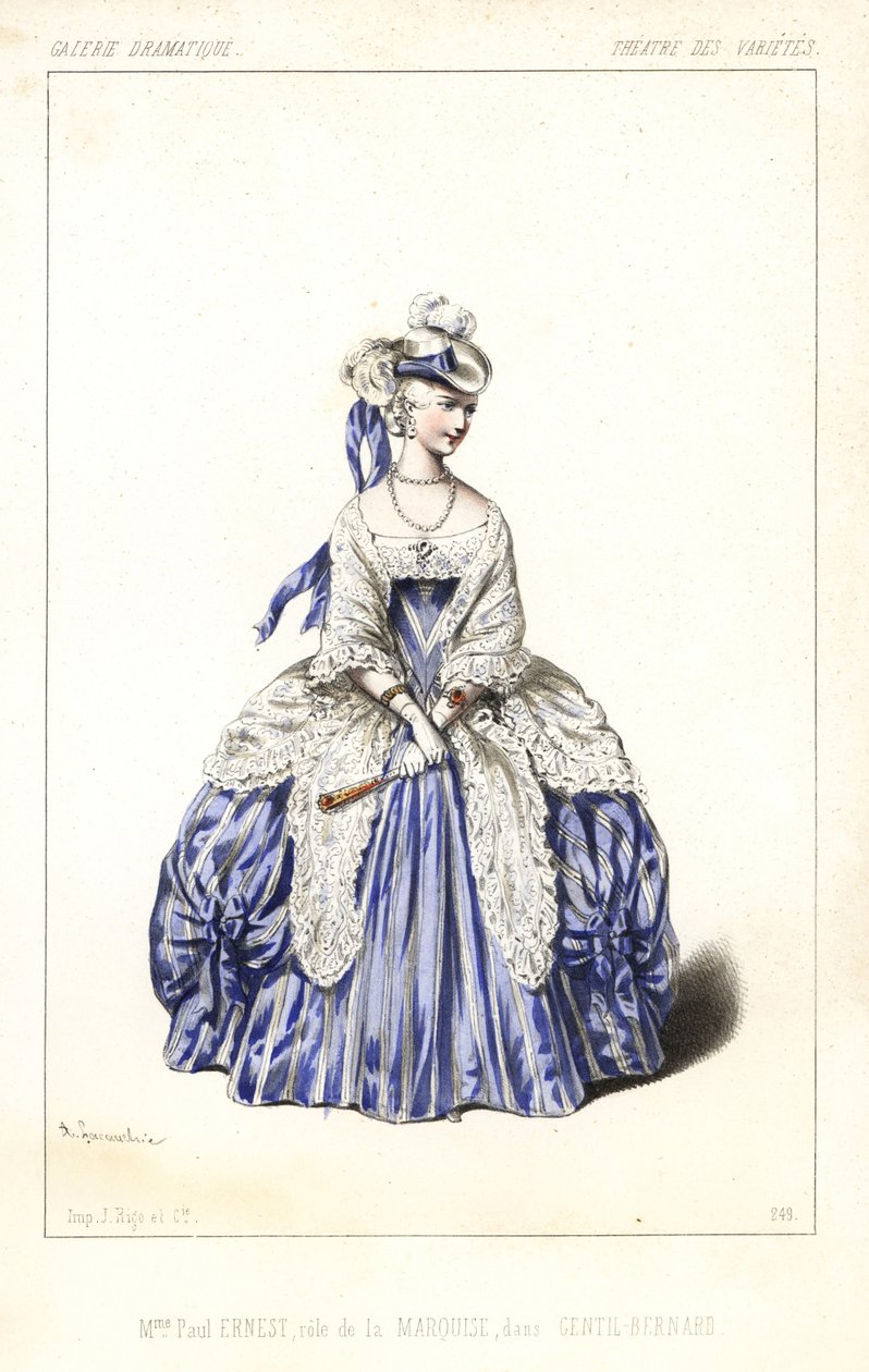 Den engelske skuespillerinde Madame Paul Ernest som Marquise i Gentil Bernard, ou L