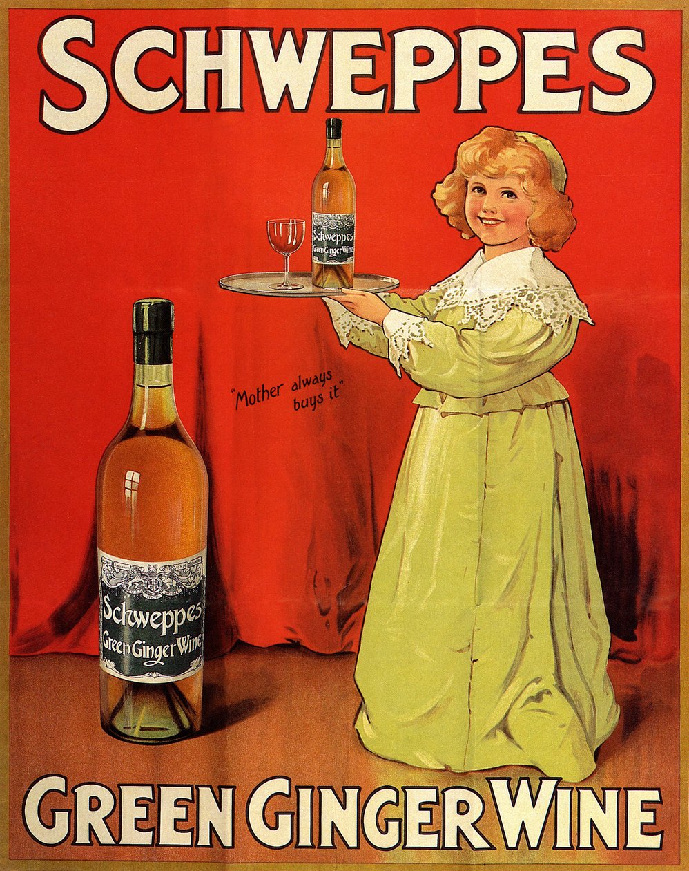 Engelsk reklameplakat for læskedrikken "Schweppes Green Ginger Wine" af Unbekannter Künstler