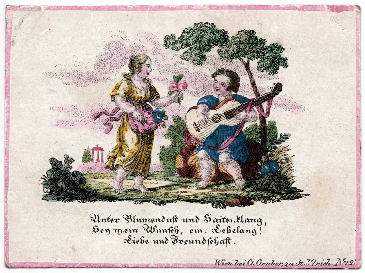 Ephemera blomsterduft og strygerlyd, Wien, ca. 1820 (gravering) af Unbekannter Künstler