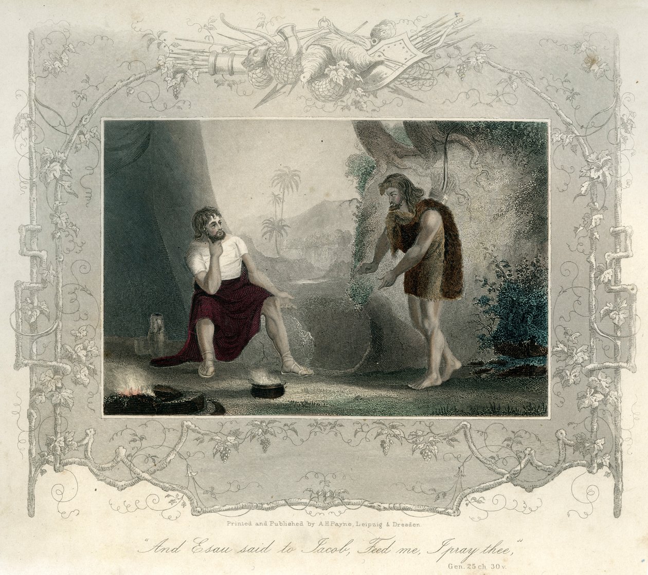 Esau begs Jacob for food - Bible af Unbekannter Künstler