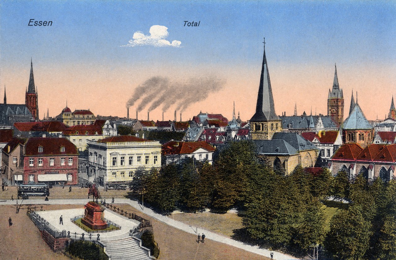 Essen, Tyskland - Udsigt over byens centrum, begyndelsen af det 20. århundrede (postkort) af Unbekannter Künstler