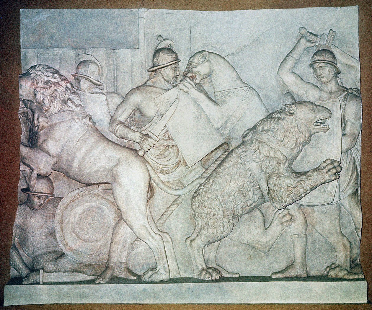 Kamp mellem dyr og gladiatorer, basrelief, Villa Torlonia, Rom af Unbekannter Künstler