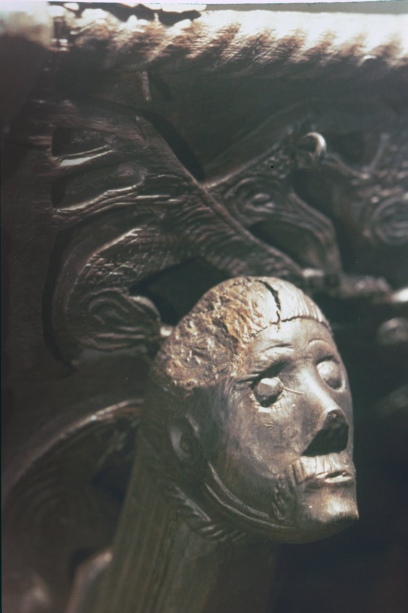 Galionsfigur fra et vikingelangskib, 9. århundrede (træ) af Unbekannt