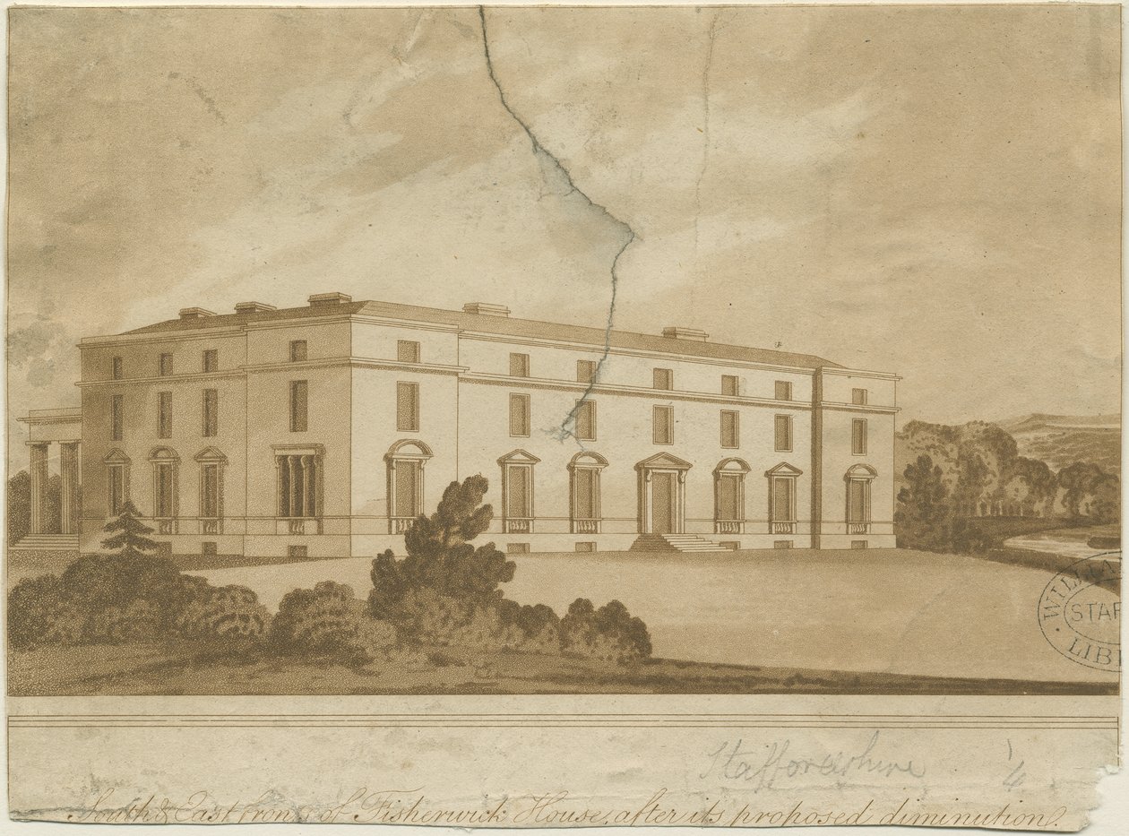 Fisherwick Hall: akvatintegravering og [?1800-tallet] af Unbekannt