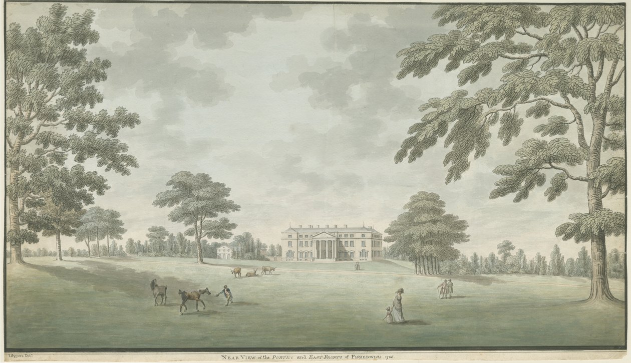 Fisherwick Hall: vandfarvemaleri, 1786 af Unbekannt