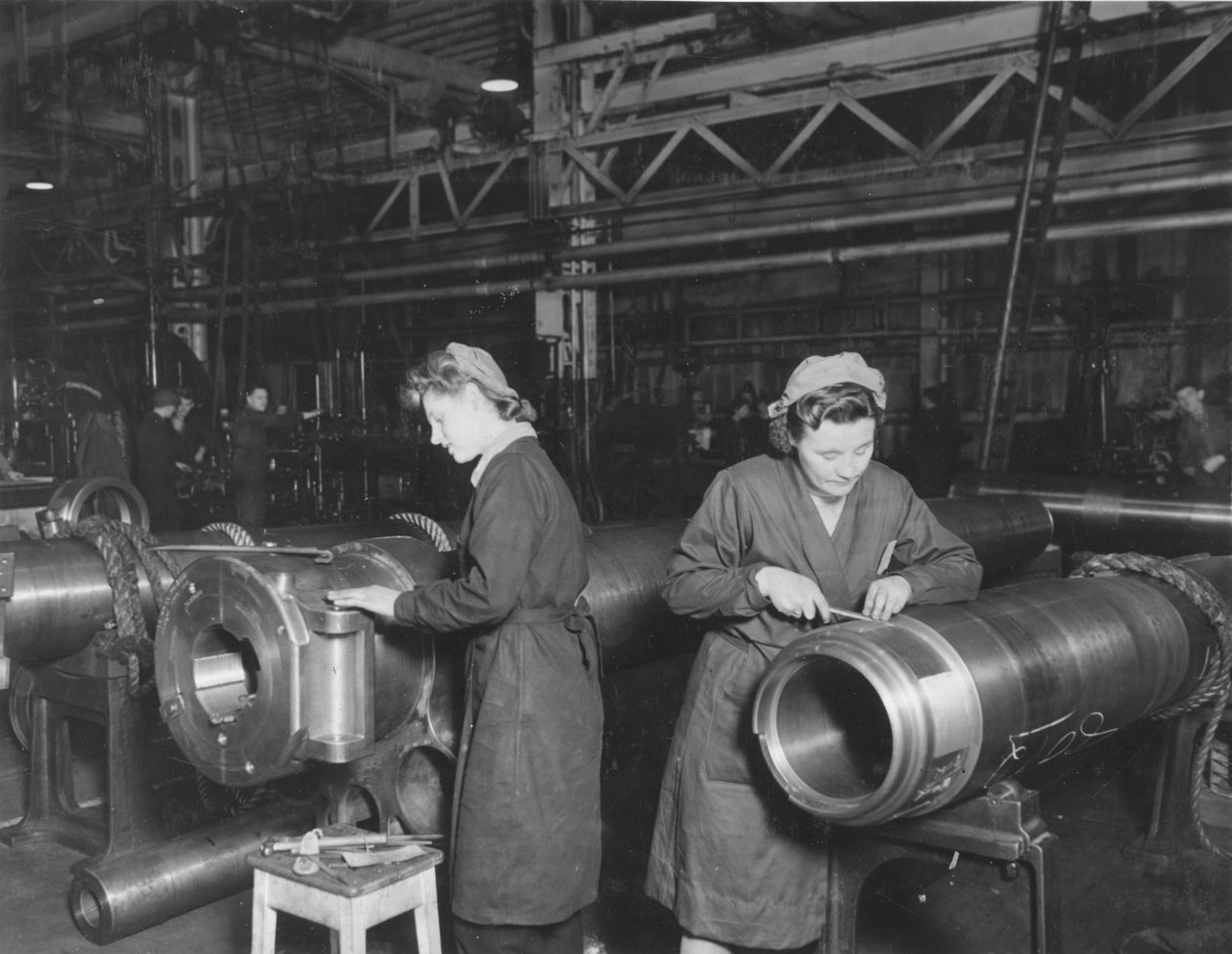 Montering af bremseklodser på Elswick Works, Newcastle upon Tyne, UK af Unbekannter Künstler