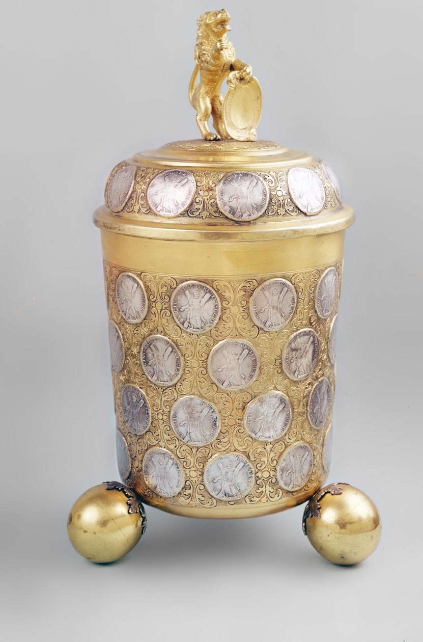 Flagon, Augsburg, dekoreret med mønter af Unbekannt