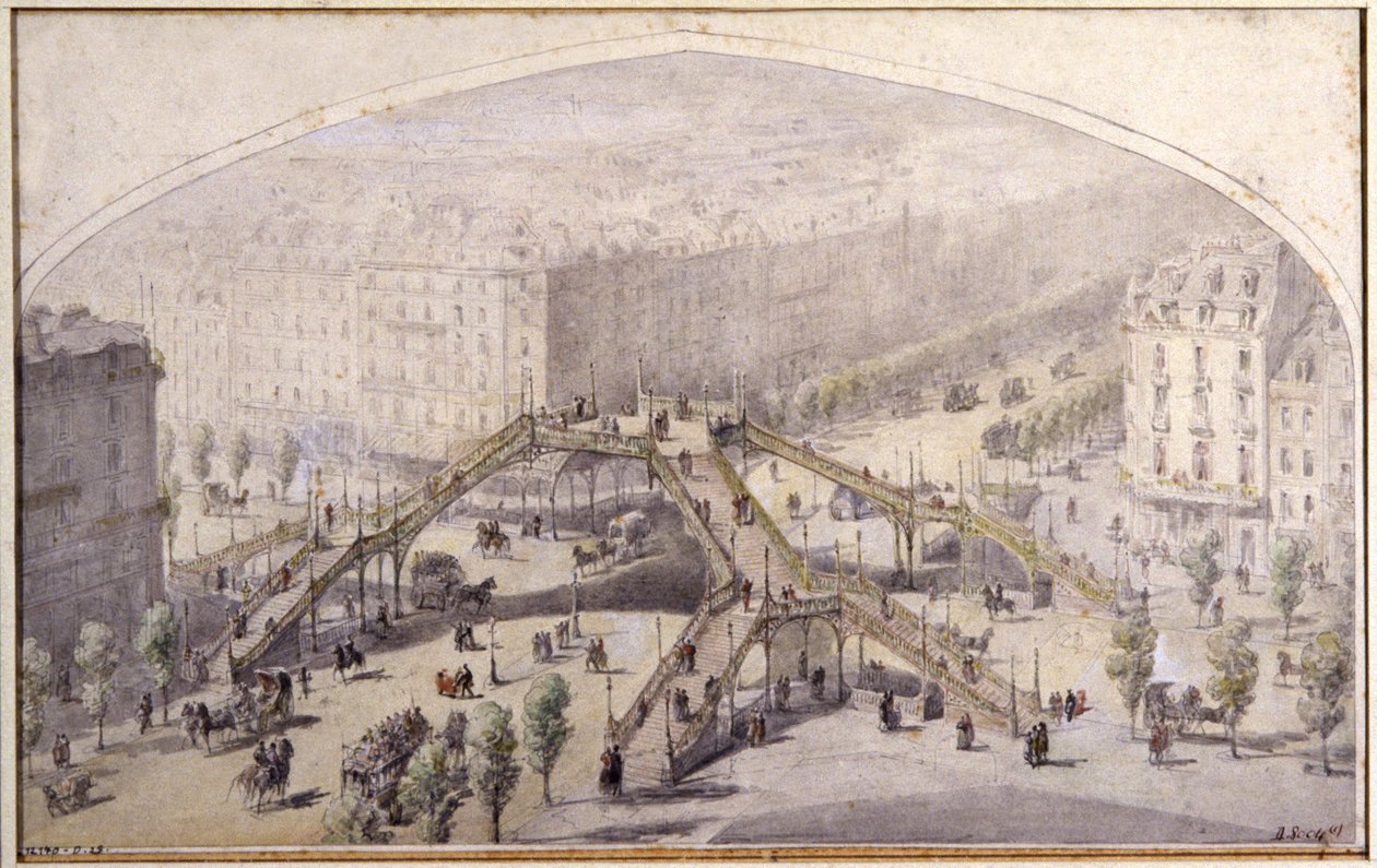 Gangbro i Paris, ca. 1880 (tegning) af Unbekannter Künstler