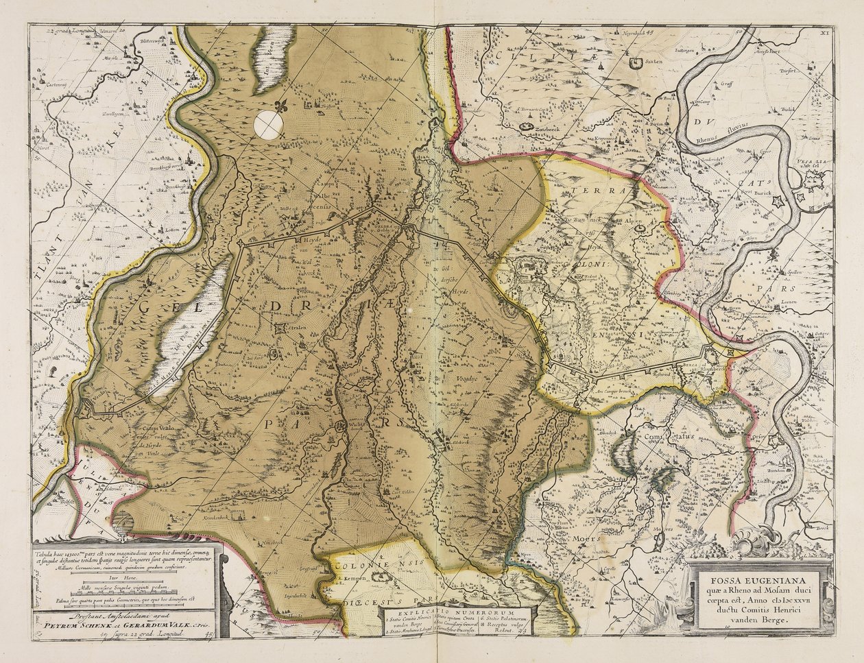 Fossa Eugeniana quae a Rheno ad Mosam duci coepta est anno MDCXXVII ductu comitis Henrici vanden Berge af Unbekannter Künstler