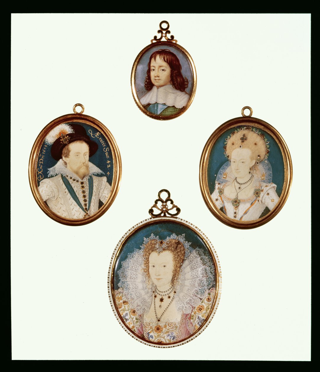 Fire miniaturer: Charles II som dreng af D. Desgranges af Unbekannt