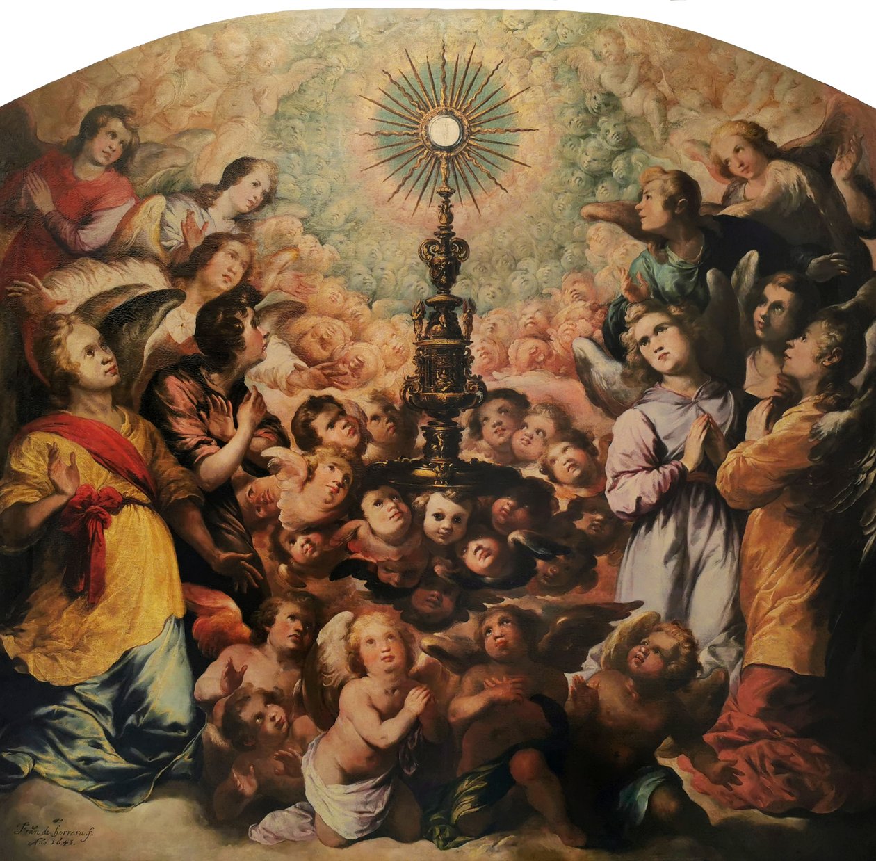 Francisco de Herrera el Viejo - Eukaristiens ophøjelse - Archicofradía Sacramental de las Siete Palabras (De syv ords sakramentale broderskab) af Unbekannter Künstler