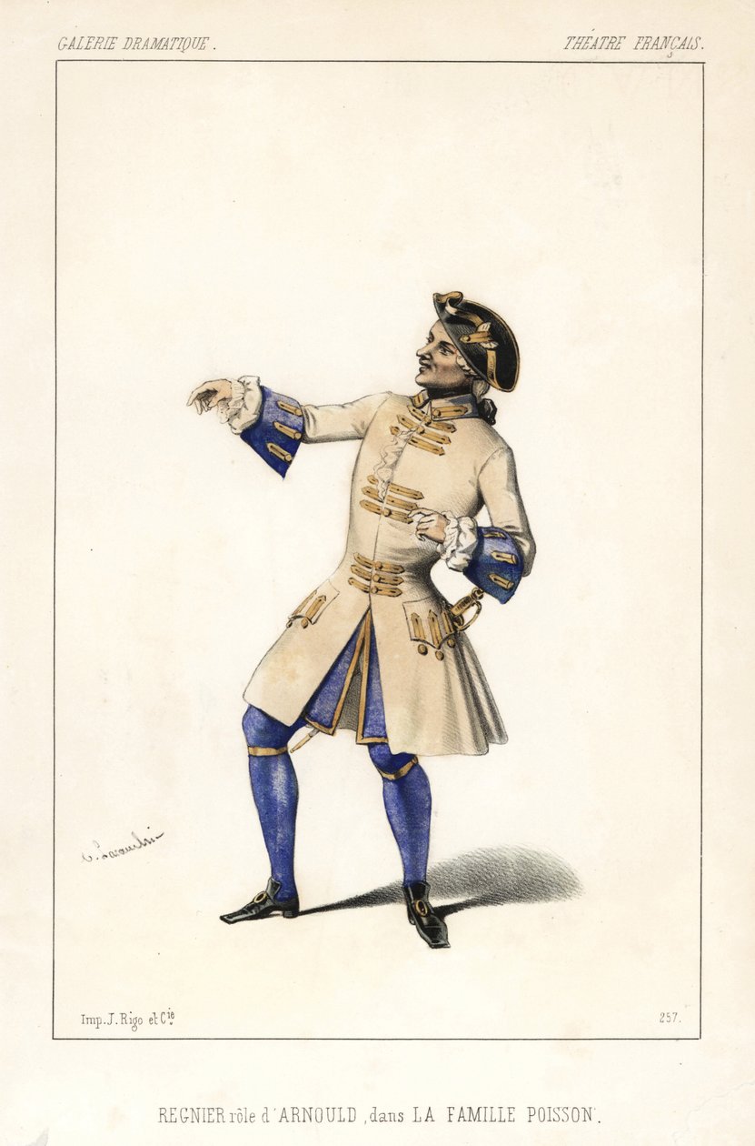 Francois Regnier som Arnould i La Famille Poisson, af Joseph Isidore Samson, Theatre Francais af Unbekannter Künstler