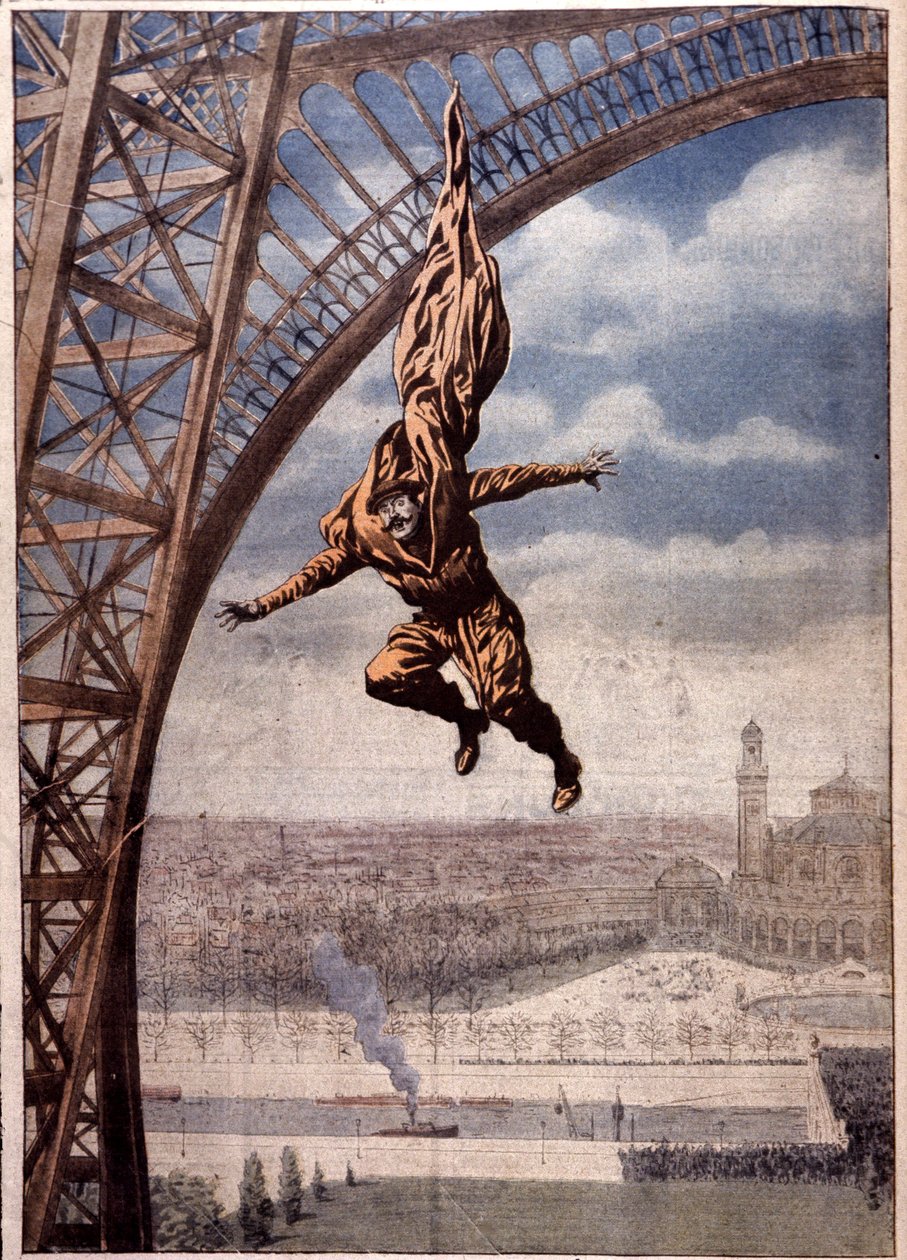 Franz Reichelt døde, da han testede sin "faldskærmsfrakke" fra Eiffeltårnet af Unbekannter Künstler