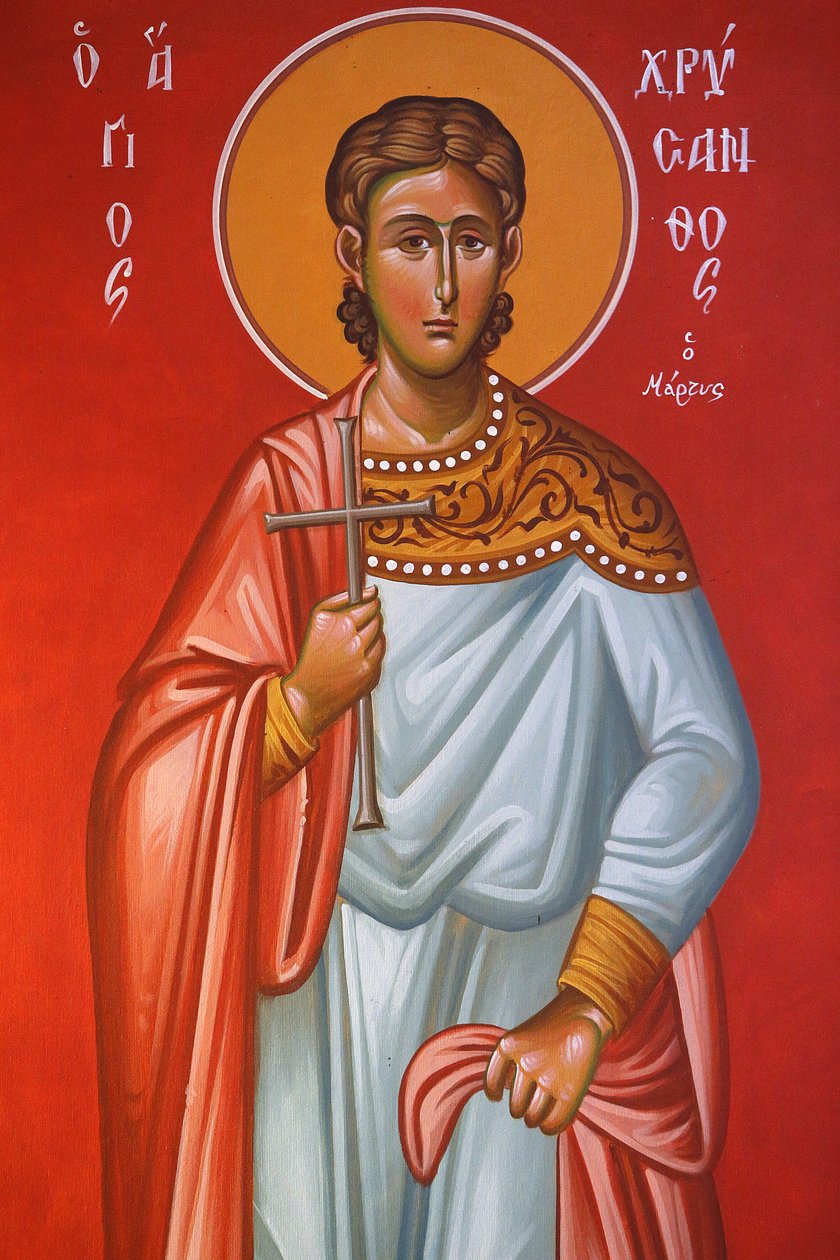 Fresko i hellig kors kirke, Pedoulas. Saint Chrysanthos, 20150510, Pedoulas, Cypern af Unbekannt