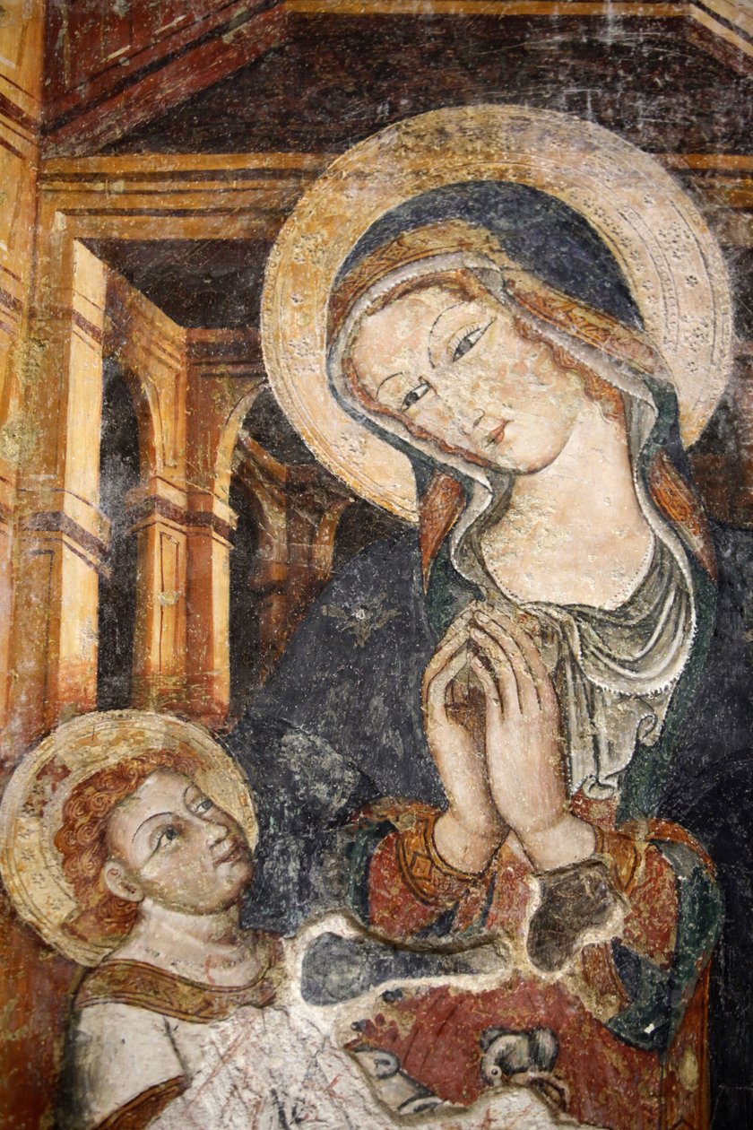 Fresco i Otranto duomo: Jomfru og barn fra det 13. århundrede, Otranto, Italien af Unbekannt