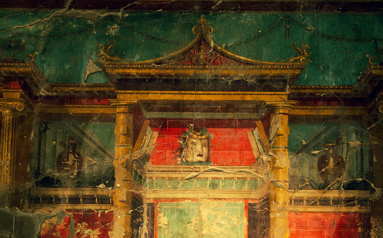 Fresko i salon, Villa Poppaea, arkæologiske område i Oplonti, Torre Annunziata (Unescos verdensarvsliste af Benjamin Baud